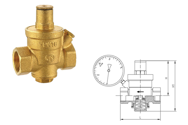 719黃銅帶壓力表活塞式減壓閥